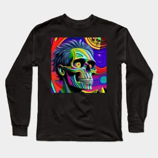 Vibrant Trippy Skull Art 34 Long Sleeve T-Shirt